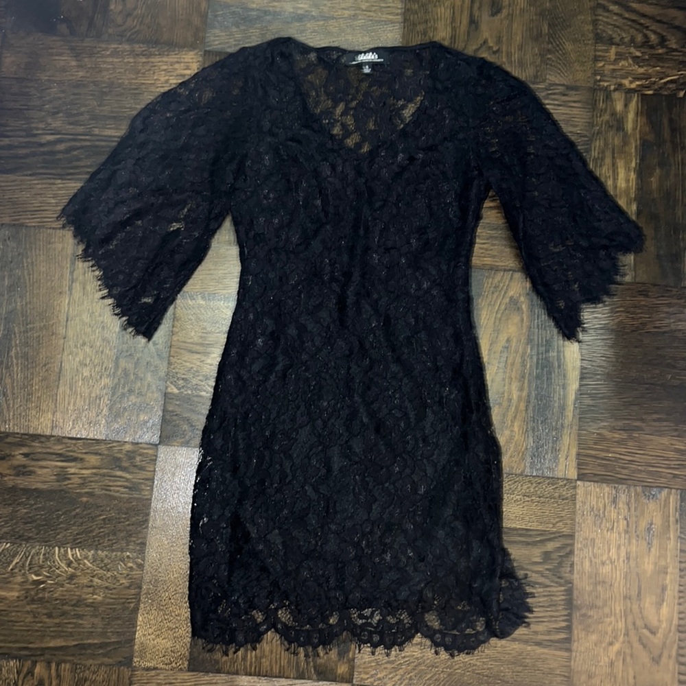 Lulus Here and Wow Black Lace Dress